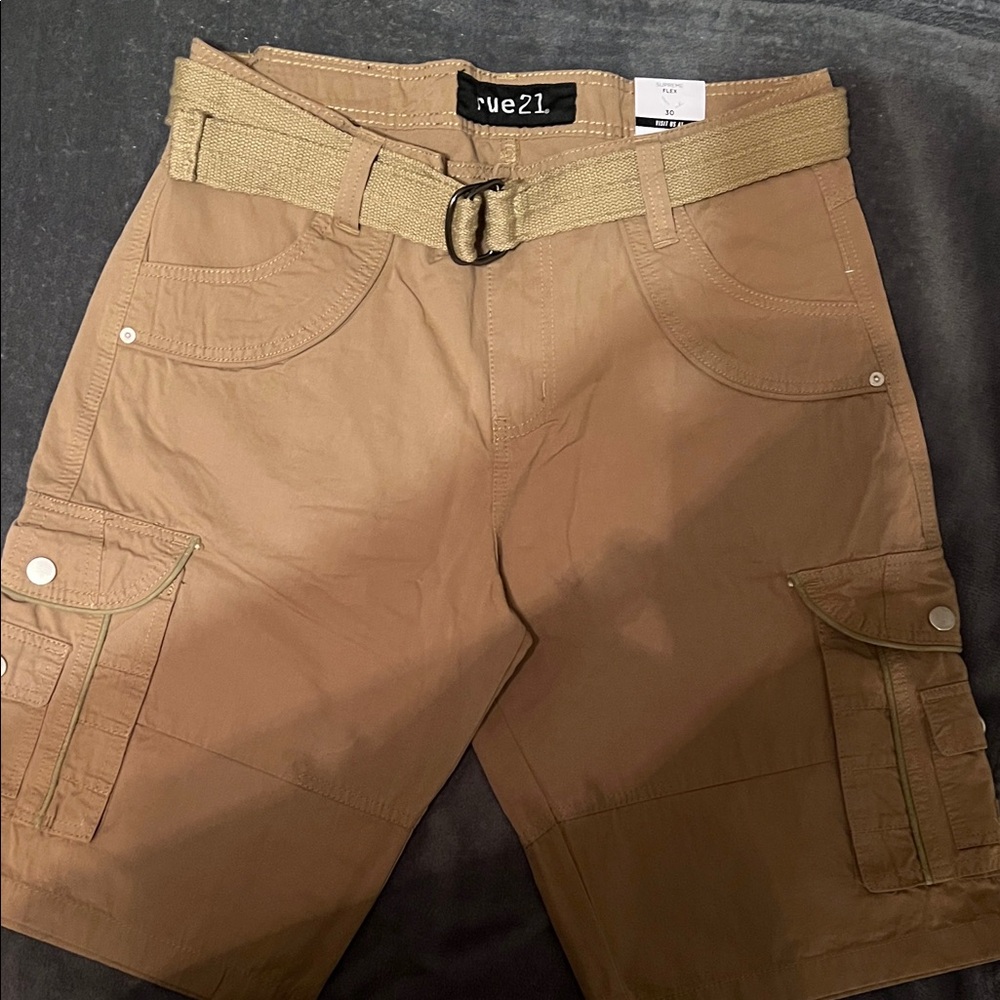 Rue21 Men's Brown Cargo Shorts with Belt